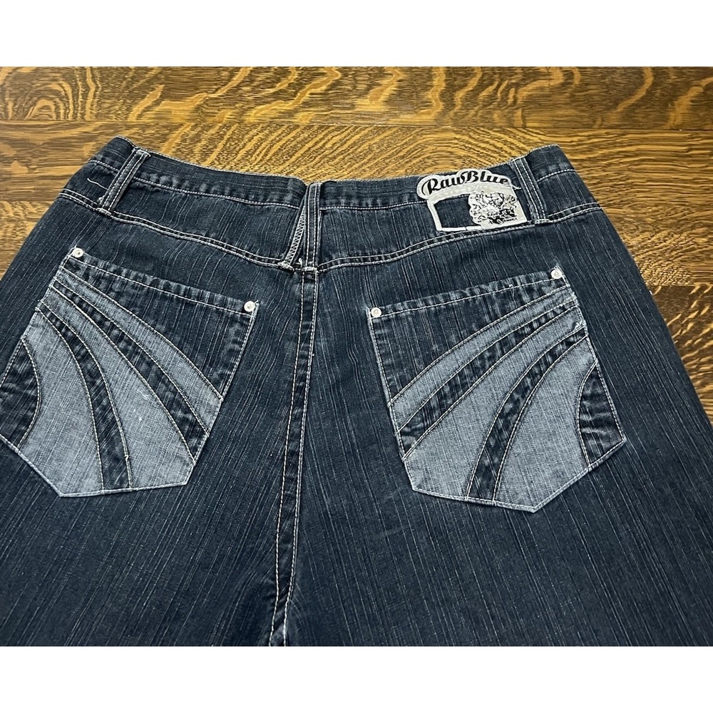 Vintage Raw Blue Denim Shorts Mens 42 Baggy Jorts Y2K Hip Hop Skater Blue